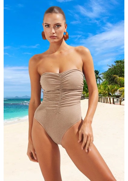 Drape Straplez Mayo Yaz Koleksiyonu Ergonomik Kesim Deniz Kıyafeti Swimsuit Hızlı Kuruyan fiyatları