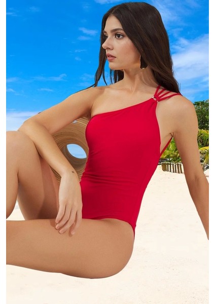 Desenli Tek Omuz Mayo Banyo Kıyafeti Yüzme Mayosu Swimsuit Şık Detaylı Esnek Kumaş fiyatları