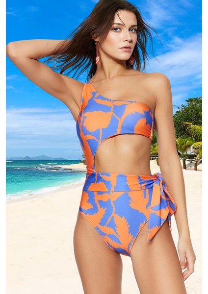 Desenli Tek Omuz Mayo Su Sporu Kıyafeti Klora Dayanıklı Plaj Mayosu Banyo fiyatları