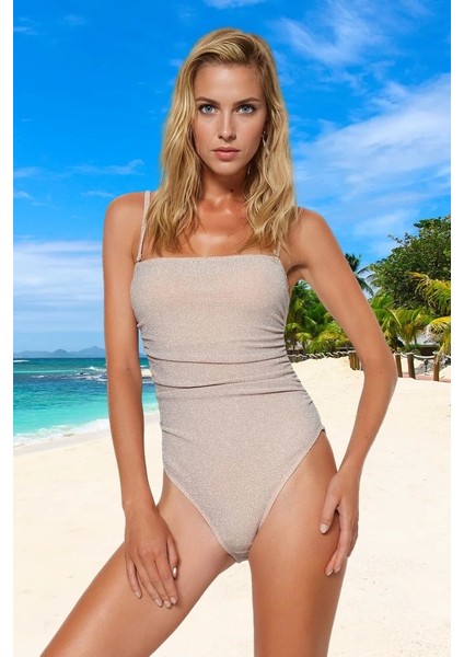 Drape Straplez Mayo Su Sporu Kıyafeti Swimsuit Özel Tasarım Hızlı Kuruyan Banyo