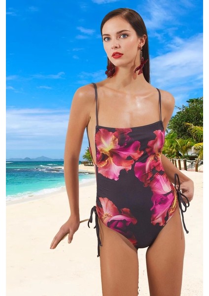 Askılı Desenli Mayo Plaj ve Havuz Için Klora Dayanıklı Premium Kalite Banyo Kıyafeti