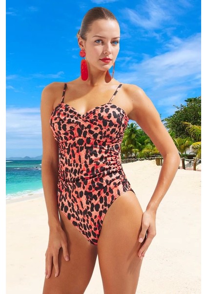 Drape Desenli Mayo Swimsuit Yüzme Mayosu Yaz Koleksiyonu Kıyafeti Premium Kalite