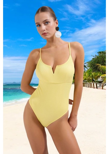 V Yaka Mayo Hızlı Kuruyan Deniz Kıyafeti Ergonomik Kesim Şık Detaylı Swimsuit Yüzme Mayosu