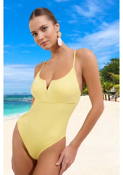 V Yaka Mayo Hızlı Kuruyan Deniz Kıyafeti Ergonomik Kesim Şık Detaylı Swimsuit Yüzme Mayosu fiyatları