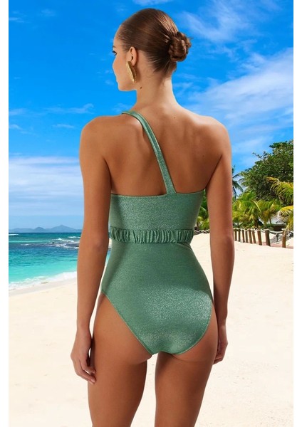 Tek Omuz Simli Mayo Yüzme Kıyafeti Havuz Mayosu Ergonomik Kesim Plaj ve Için modelleri