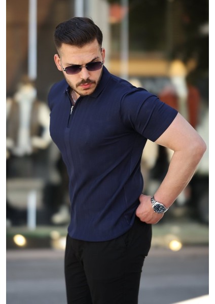 Erkek Yakası Fermuarlı Kısa Kollu T-Shirt fiyatları