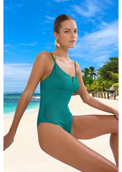 V Yaka Mayo Hızlı Kuruyan Deniz Kıyafeti Ergonomik Kesim Şık Detaylı Swimsuit Yüzme Mayosu