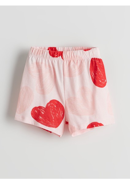 Yeni Sezon Kalp Baskili Kiz Bebek Sortlu Pijama Takim - S5EA55Z1