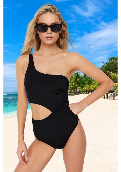 Tek Omuz Mayokini Şık Detaylı Hızlı Kuruyan Yaz Koleksiyonu Esnek Kumaş