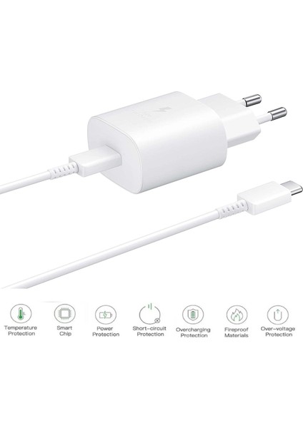 Samsung Galaxy M16 5g Uyumlu Type-C Ultra Hızlı Şarj Seti 22.5W 3.0 Amper (Şarj Adaptörü ve Kablo)