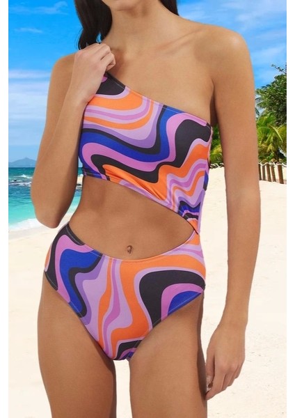 Desenli Tek Omuz Mayokini Hızlı Kuruyan Yaz Koleksiyonu Klora Dayanıklı Ergonomik Kesim fiyatları