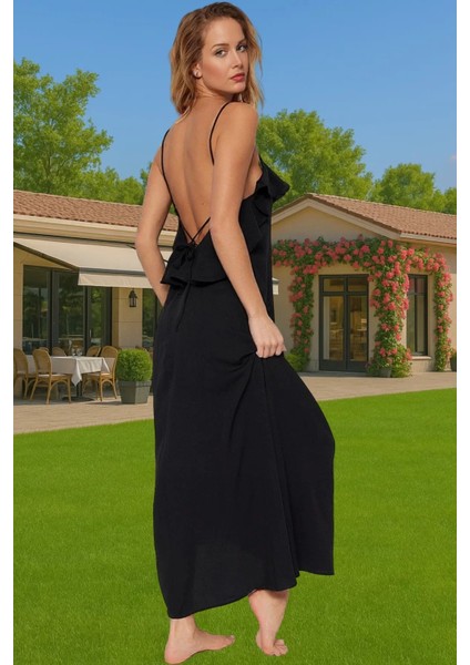 Maxi Viskoz Dokuma Plaj Elbisesi Volanlı V Yaka Shift Yüksek Kalite Seçkin Malzeme Mükemmel Uyum fiyatları