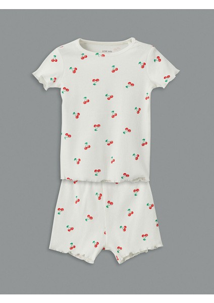 Yeni Sezon Kiraz Baskili Kiz Bebek Sortlu Pijama Takim - S5EA61Z1