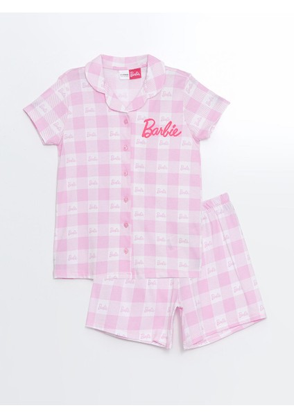 Yeni Sezon Gomlek Yaka Barbie Baskili Kiz Cocuk Sortlu Pijama Takimi - S56943Z4