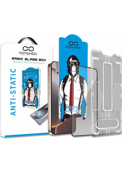 Magic Glass Box Samsung Galaxy A35 Anti Static Uygulama Aparatlı Şeffaf Cam Ekran Koruyucu