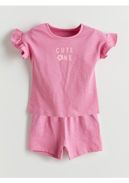 Yeni Sezon Bisiklet Yaka Kiz Bebek Sortlu Pijama Takimi - S5GC83Z1