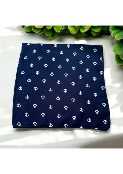 Lacivert Renk Denizci Desenli %100 Koton Bandana modelleri