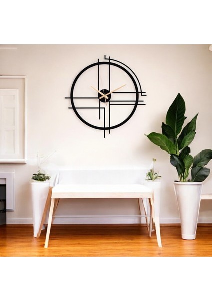 50 cm Siyah Ahşap Duvar Saati – Sessiz Quartz Mekanizma