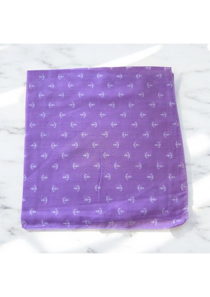 Mor Renk Denizci Desenli %100 Koton Bandana modelleri