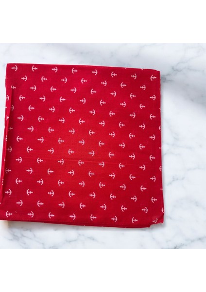 Kırmızı Renk Denizci Desenli %100 Koton Bandana fırsatları