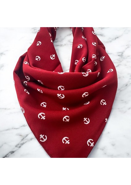 Bordo Renk Denizci Desenli %100 Koton Bandana fiyatları