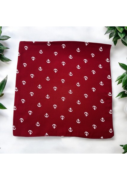 Bordo Renk Denizci Desenli %100 Koton Bandana modelleri