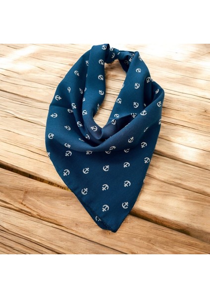Mavi Renk Denizci Desenli %100 Koton Bandana fiyatları