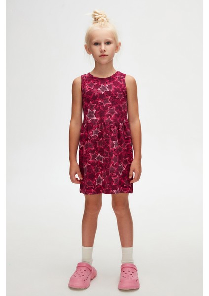 Pointing Stars Kız Çocuk Desen Kolsuz Elbise