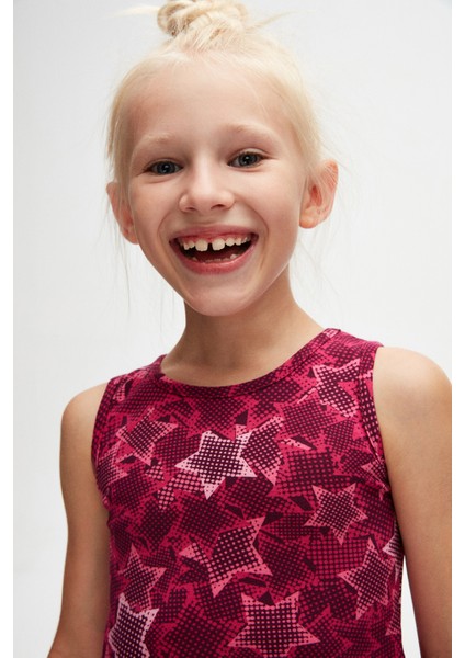 Pointing Stars Kız Çocuk Desen Kolsuz Elbise modelleri