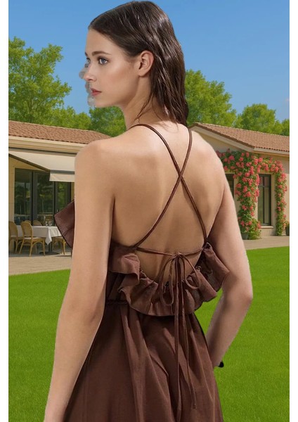 Maxi Dokuma Pamuklu A Line Plaj Elbisesi Volanlı Detay Yazlık Mükemmel Uyum Modern Stil modelleri