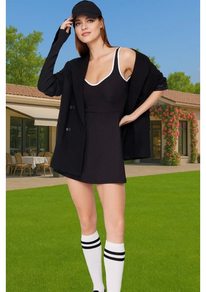 Kadın Spor Elbise Içi Şortlu Polyester Karışımlı A Line Mini Boy Yüksek Kalite Rahat Kullanım