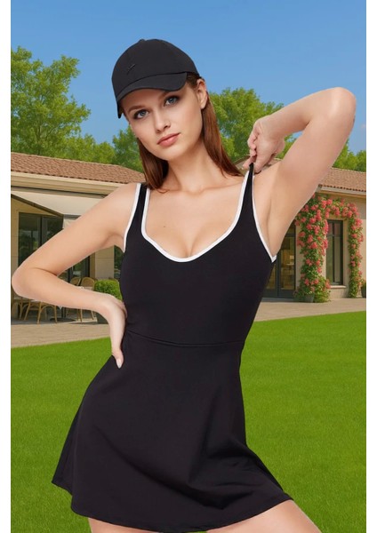 Kadın Spor Elbise Içi Şortlu Polyester Karışımlı A Line Mini Boy Yüksek Kalite Rahat Kullanım