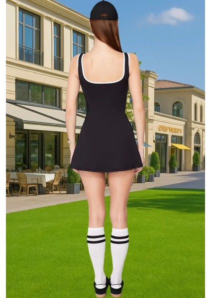Kadın Spor Elbise Içi Şortlu Polyester Karışımlı A Line Mini Boy Yüksek Kalite Rahat Kullanım