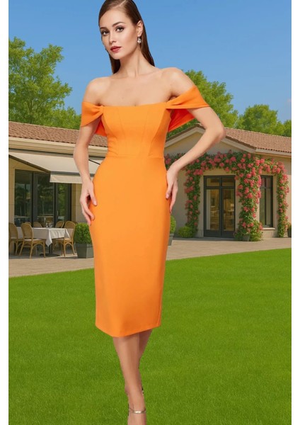 Leopar Desenli Midi Boy Bodycon Abiye Elbise Polyester Karışımlı Yazlık Yüksek Kalite Seçkin Malzeme