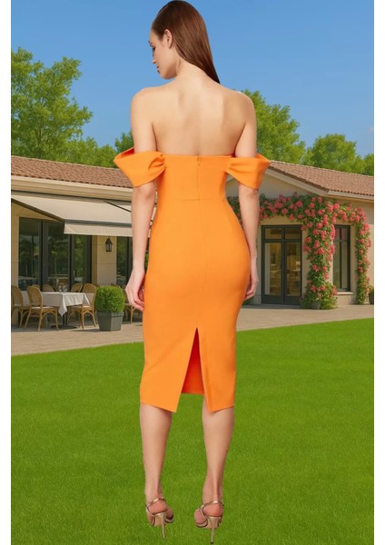 Leopar Desenli Midi Boy Bodycon Abiye Elbise Polyester Karışımlı Yazlık Yüksek Kalite Seçkin Malzeme modelleri