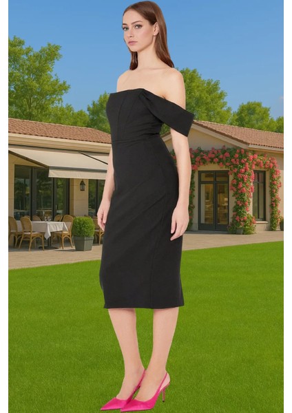 Leopar Desenli Midi Boy Bodycon Abiye Elbise Polyester Karışımlı Yazlık Yüksek Kalite Seçkin Malzeme