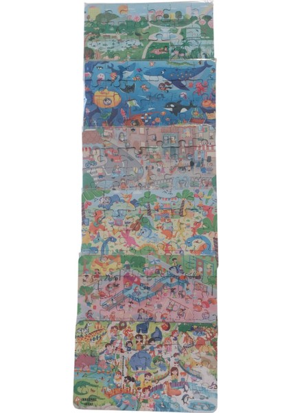 6 Adet 24 Parça 12,5 x 21 cm Eğitici ve Öğretici Ahşap Çocuk Puzzle & Yapboz Oyuncak Çerçevesiz