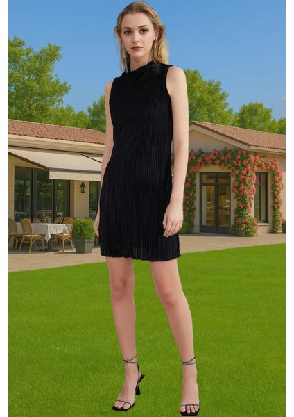 A Kesim Piliseli Örme Mini Elbise Polyester Yazlık Şık Abiye Rahat ve Şık Şık Görünüm Seçkin Malzeme fiyatları