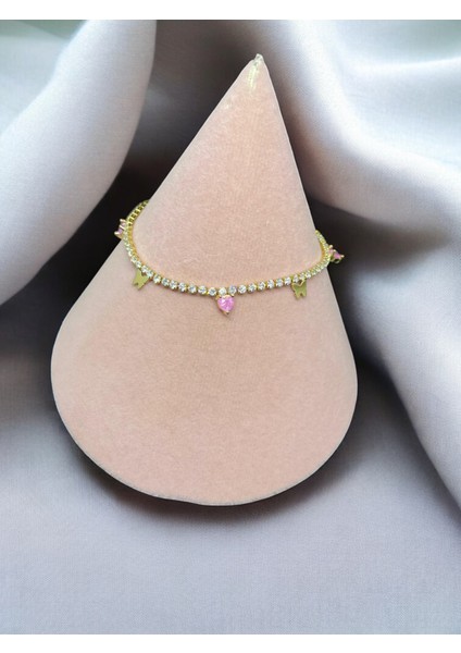 Kadın Kelebek Modelli Pembe Zirkon Taşlı Gold Renk Çelik Bileklik – Şık & Zarif Tasarım modelleri