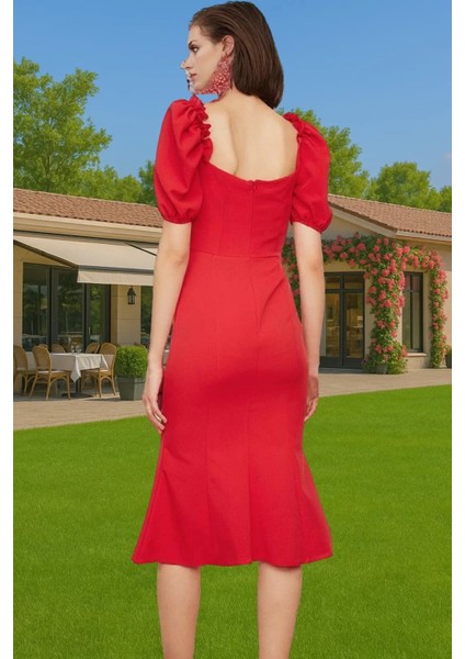 Feminen Midi Boy Bodycon Dokuma Abiye Elbise Yüksek Kalite Özel Tasarım Trend Tasarım Şık Görünüm modelleri