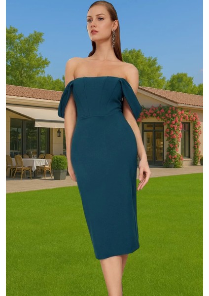 Leopar Desenli Midi Boy Bodycon Abiye Elbise Polyester Karışımlı Yazlık Yüksek Kalite Seçkin Malzeme fiyatları