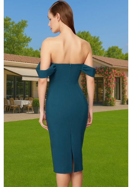 Leopar Desenli Midi Boy Bodycon Abiye Elbise Polyester Karışımlı Yazlık Yüksek Kalite Seçkin Malzeme modelleri