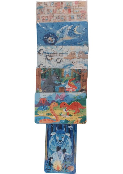 6 Adet 24 Parça 12,5 x 21 cm Eğitici ve Öğretici Ahşap Çocuk Puzzle & Yapboz Oyuncak Çerçevesiz