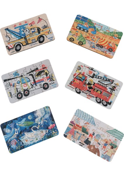 6 Adet 24 Parça 12,5 x 21 cm Eğitici ve Öğretici Ahşap Çocuk Puzzle & Yapboz Oyuncak Çerçevesiz fiyatları