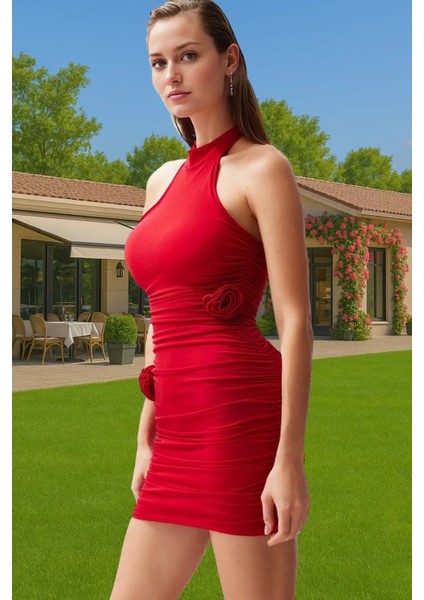 Şık Halter Yaka Kısa Örme Abiye Elbise Yaz Mezuniyet Yüksek Kalite Özenle Seçilmiş Yüksek Kalite fiyatları