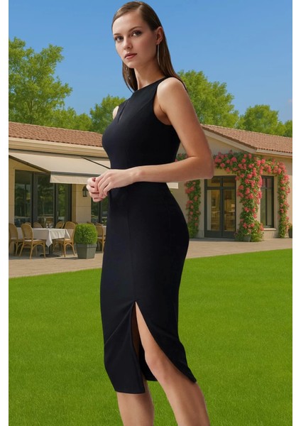 Zarif Midi Boy Bodycon Dokuma Elbise Cut Out Detaylı Modern Stil Modern Stil Rahat ve Şık fiyatları