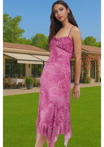 A Kesim Çiçek Desenli Midi Tül Elbise Yazlık Rahat Şık Premium Kalite Zarifane Tasarım fiyatları