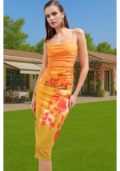 Şık Bodycon Midi Örme Abiye Elbise Polyester Yazlık Balo Elbisesi Özenle Seçilmiş