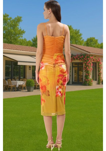 Şık Bodycon Midi Örme Abiye Elbise Polyester Yazlık Balo Elbisesi Özenle Seçilmiş