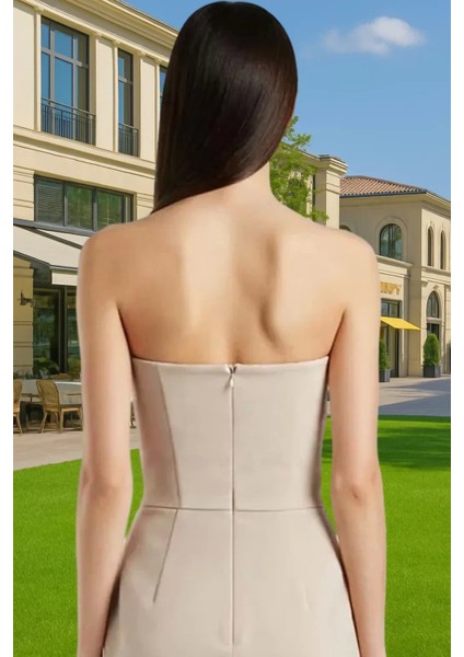Straplez Mini Abiye Elbise Polyester Dokuma Finike Kesim Mezuniyet Şık Görünüm Özel Tasarım fiyatları